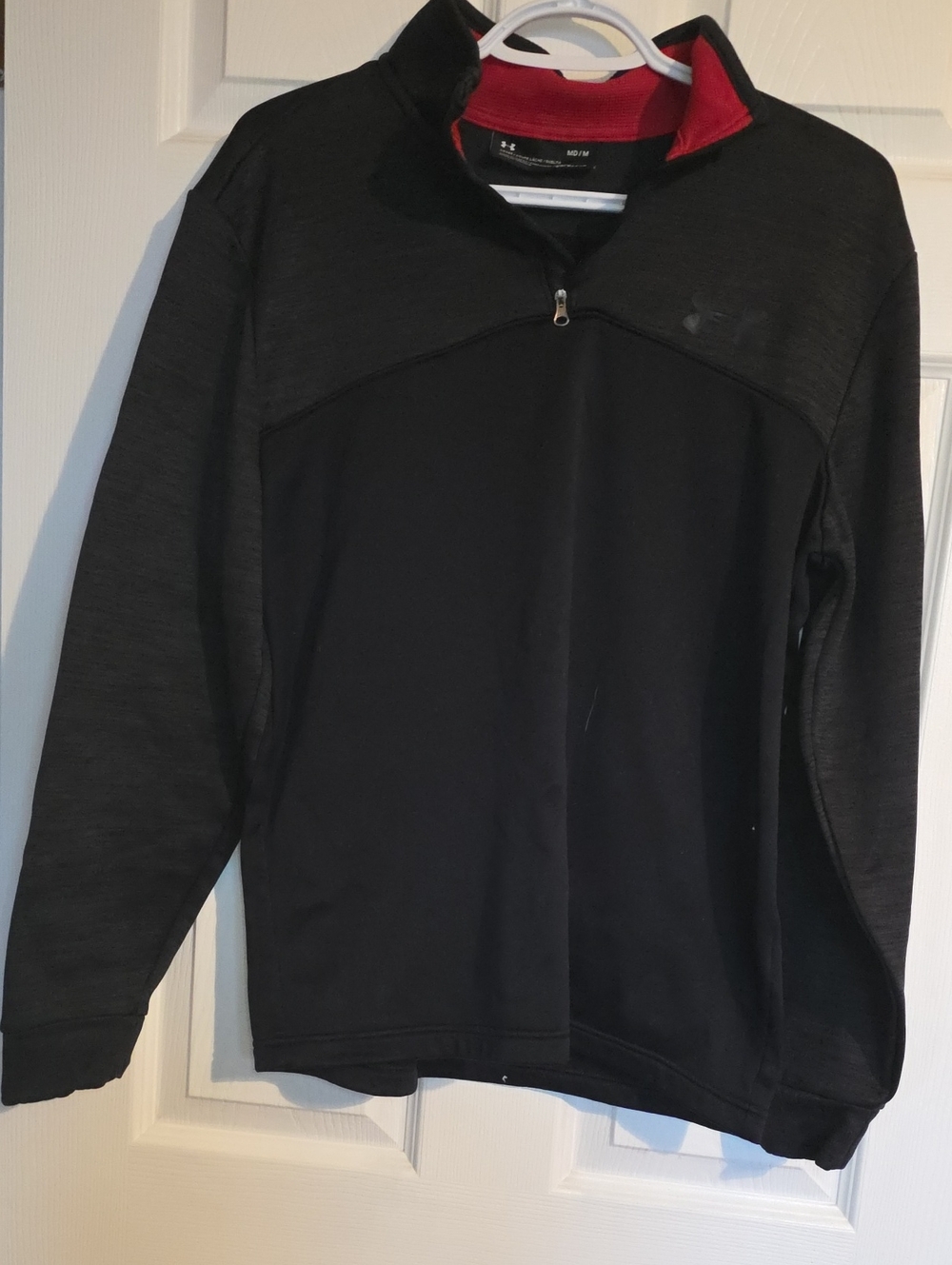 Under Armour Men’s Black Quarter-Zip Pullover with Red Inner Collar